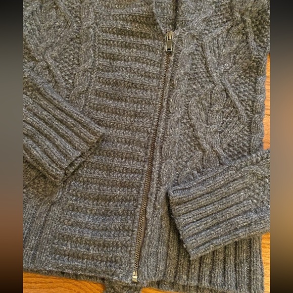 Eddie Bauer Gray Wool Blend Cable Knit Zipper Cardigan Sweater - Picture 4 of 5